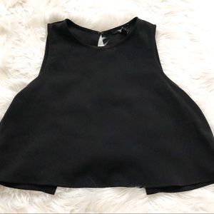 Black Crop Top with Open Back